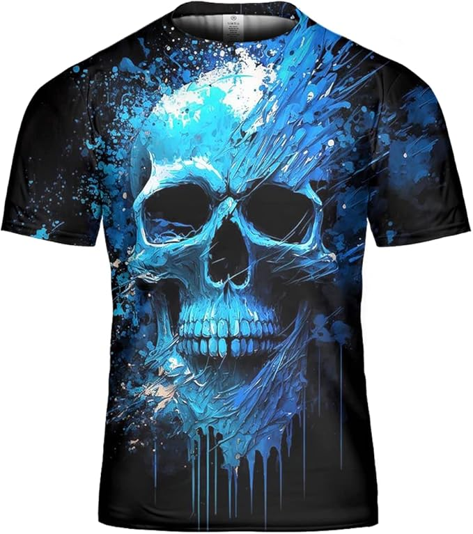 Tshirt for Men Women with 3D Print Tie Dye Mushroom Wolf Dog Skull Short Sleeve O-Neck Funny Graphic T-Shirts